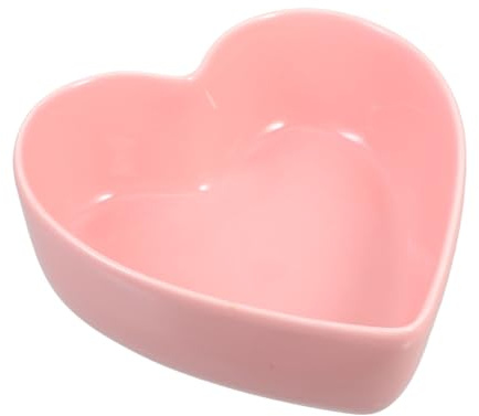 VICASKY Heart Shaped Ceramic Bowl for Kitchen Food Container Dessert and Ramen Bowl Romantic Salad and Snack Serving Dish Easy Clean Reusable Pink Dish for Home Cooking and Dining