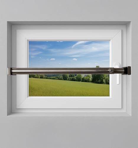 Fenstersicherung 1-fach mit Kippfunktion – Einbruchschutz Teleskopstange mit Druckschloss | Edelstahl oder Weiß | Länge 600–3200 mm | Sicherungsstange für Fenster & Türen (Edelstahl, 1800-3200mm)