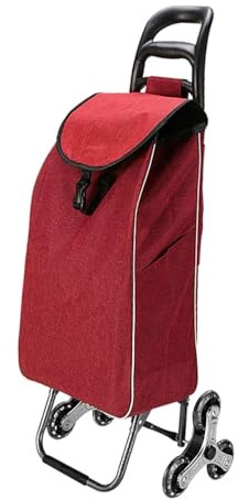 AZHKJKZH Trolley per La Spesa Carrello della Spesa con Ruote Carrello della Spesa Pieghevole Leggero con 6 Ruote per Carrello per Salire Le Scale con Ruote(Rot)