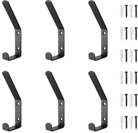 Wanshixiang 6 Stück Akustikpaneele Wandpaneele Kleiderhaken,13mm Haken für Akustikpanele, doppelter Garderobenhaken Schwarz für Acoustic Panel, Akustikplatten Wandhaken (Schwarz)