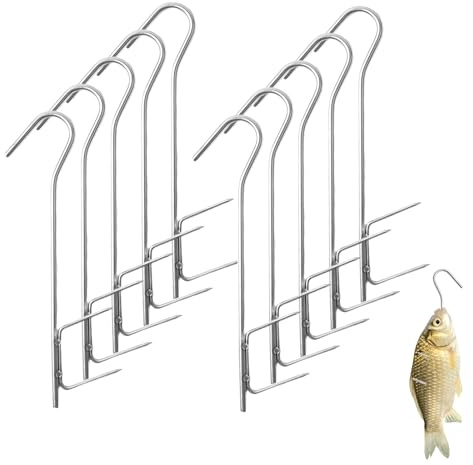 CHENGCKJ Räucherhaken 10 Stück Edelstahl Fisch Räucherhaken 21cm Räucherzubehör Fischhaken zum Räuchern H-Form Krallen von Fisch Fleisch Käse Wurst