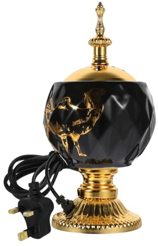 POPETPOP Electric Incense Burner Uk Plug Vintage Aroma Burner Ceramic Iron Incense Stove Aroma for Living Room Home Decor Decorative Table Centrepiece 7.48In
