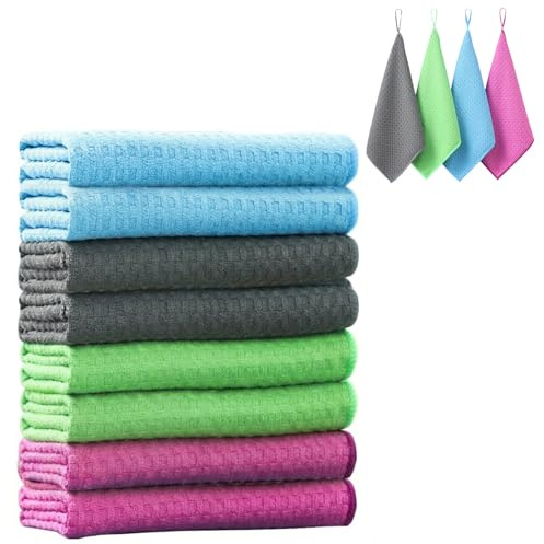 MCTNCT Geschirrtücher 8 Stück Baumwolle 30 x 30 cm Küchenhandtücher,Waffelstruktur Handtücher Küche,Geschirrtücher Waffelstruktur Hochwertige Mikrofaser Saugstarke und Strapazierfähige