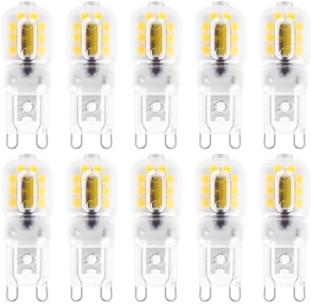 Mevden G9 LED Lampe 2W 10er Pack, ersetzt 20W Halogen, 200 Lumen, Warmweiß 3000K, 220-240V, CE RoHS, Vorteilspack Kronleuchter Nicht Dimmbar