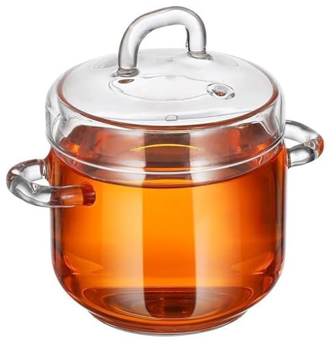 Mini Simmer Pot 350ml Clear Glass Simmer Pot with Handle and Lid Heat-Resistant Glass Pots for Cooking on Stove, Cooking, Soup, Milk, Tea Small