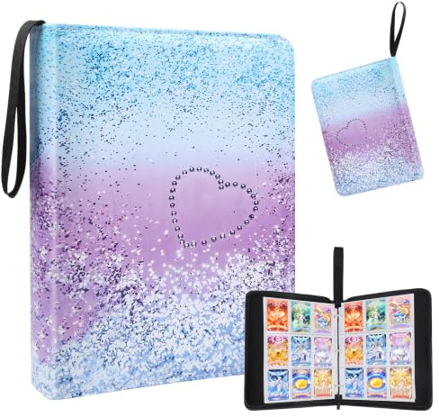 Trading Card Binder 9 Pocket, Trading Card Album Folder Card 900 Pockets | Waterproof PU Leather with Hand Strap, 33.5x27x5.3cm Binder Card Holder with 50 Removable Sleeves, High-Transparent Pages
