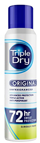 Triple Dry Original Anti-Perspirant Spray 150ml | 72-Hour Protection Against Excessive Sweating | Fights Odour | Triple Active Formula | Fragrance-Free | Clinically Proven | Unisex
