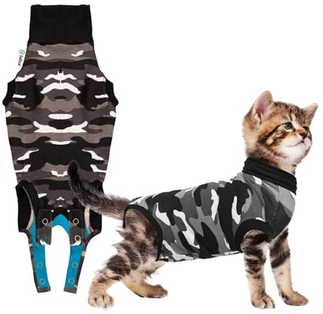 Suitical Recovery Suit Cat, XX-Small, Black Camouflage