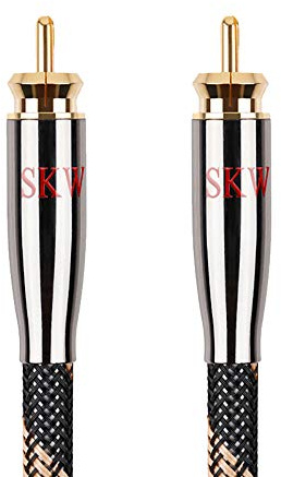 SKW Cinch auf Cinch Digitales Koaxial Kabel Subwoofer RCA Kabel für Verstärker, Stereoanlage, HiFi-Anlage (5M/Schwarz)