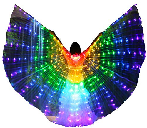 LAMF LED-Bauchtanz-Flügel mit Teleskopstab, leuchtende Schmetterlingsflügel, leuchtendes Performance-Kostüm für Karneval, Bühne, Weihnachten, Party