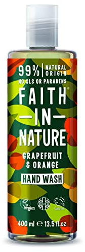 Faith In Nature Natural Grapefruit and Orange Liquid Hand Wash, Energising, Vegan and Cruelty Free, No SLS or Parabens, 400 ml
