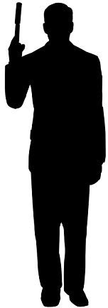 Cardboard People Secret Agent Spion mit Pistole Silhouette Lebensgröße Karton Ausschnitt Standup