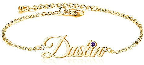 MissChic Namensarmband, Silber/Vergoldet/Rosé vergoldet fußkette, Personalisiertes armband mit namen für Frauen Mädchen Schwester Freundin Mutter Tochter