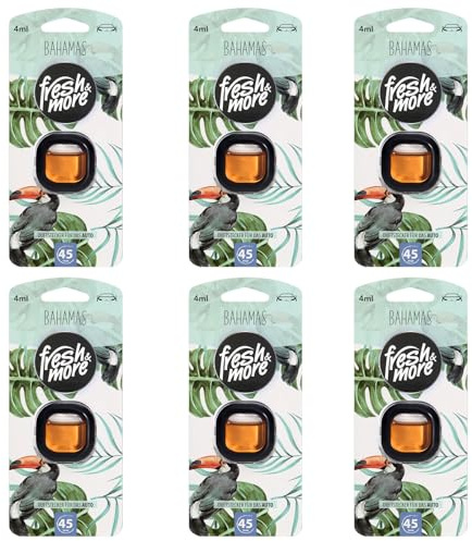 Fresh & More Auto-Lufterfrischer Clips Bahamas 6er Pack 4ml | Tropisch-fruchtiger Duftcharakter, Autoduft-Clips für die Lüftung im Fahrzeuginnenraum.