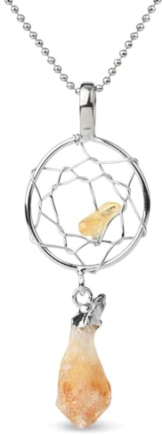 Juelia Unregelmäßig Natürlichen Amethyst Halskette:Traumfänger Rohstein Kristall Anhänger für Damen Reiki Heilung Kristall Halsketten Unregelmäßiger Stein Amulett Glücksbringer Segen Schmuck