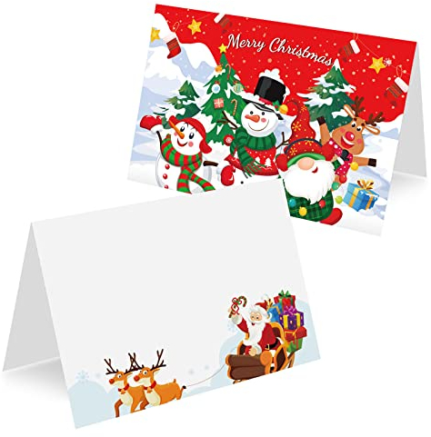 HOWAF Tarjetas Mesa, 30 Tarjeta de Mesa Navidad Tarjetas de Lugar Nombre para Navidad Tarjetas de indicación Tarjetas de Nombre de Navidad Tarjetas de Lugar de Papel para Decoración de Navidad Boda