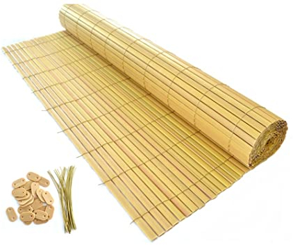 Dixiestore Abdeckmatte Doppelseitige PVC-Sichtschutzmatte Balkonverkleidung Praktisch Guter Sichtschutz Kostenloser Montageeinsatz 1 Stück 1,2 x 3 m Bambus