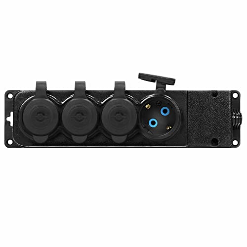 Miratic Werkstatt Schuko Stecker Aussen Wasserdicht IP44 230V 16A Schlagfest, Nicht Brennbar (4-Fach)