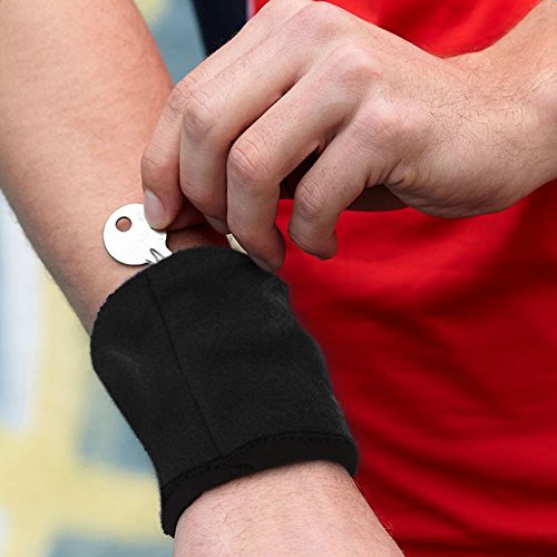 Fybida Sport-Armband-Geldbörse, Workout-Geldbörse, Fitnessstudio, Handgelenktasche, Atmungsaktiv, mit Reißverschlusstasche, Schweißband-Handgelenk-Geldbörse, Armband-Beutel für Frauen,(Schwarz)