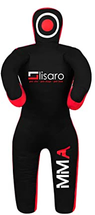 Lisaro Judo Dummy napp storlek 130/145/160/170 cm | Boxdummies | Canvas | svart-röd | ofylld | hängande | Grappling Dummy (145 cm)