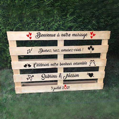 Panneau Mariage Bienvenue,Bienvenue Mariage Autocollant,Stickers Personnalisés Pour Palette De Bienvenue Mariage Décoration Artisanale Conseil De Mariage Français Panneau,cadeau Mariage Personnalisé