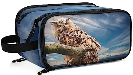 Kulturbeutel Süße Eule Große Kosmetiktasche Kulturtasche Waschtasche Make Up Tasche Waschbeutel Schminktasche für Damen Mädchen