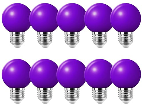 HUAMu 10er E27 Led Bunte 2W Farbige Glühbirnen 200 Lm Energiesparende Led Bunte Birnen Deko Glühbirne,lila…