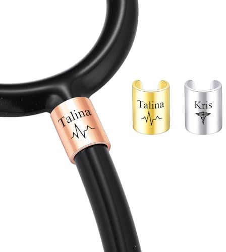 INBLUE Personalisierte Stethoskop Charms für Krankenschwester Edelstahl Gravierte Namen ID Tag mit Symbol Stethoskop Accessoires Geschenk für Arzt - Stil D
