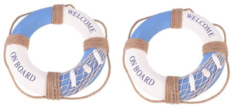 OUNONA 2stücke Hängende Rettungsring-dekoration Mediterrane Wanddeko Für Tür Und Stilvolles Willkommensschild Für Restaurant Bar Und Feierlichkeiten Blaue Fische