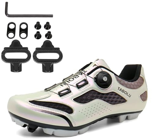 PENXZT Scarpe MTB Uomo Donna Scarpe Mountain Bike Compatibili con Pedali SPD 2 Bulloni con Tacchette Scarpe Ciclismo All'aperto
