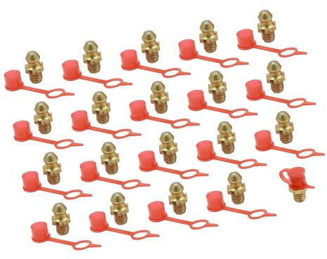 A ABSOPRO Conjunto de 20 Racores de Engrase Hidráulico Recto de Latón M6 con Tapa Antipolvo