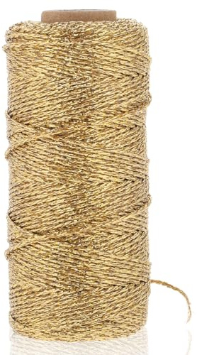 Spago metallico per panettieri, 100 metri di spago dorato per lavori artigianali, nastro dorato brillante per confezioni regalo con artigianato fai da te, materiali da imballaggio, regali decorativi