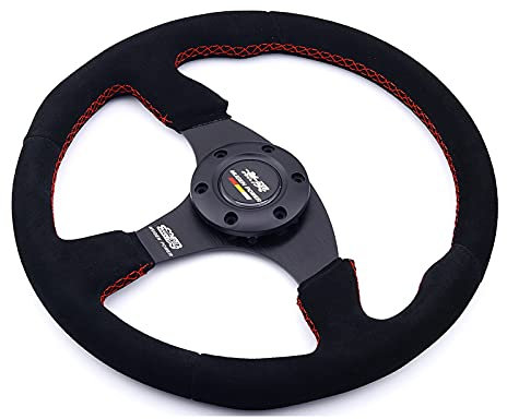 Sportlenkrad,Drift Lenkrad,Auto Lenkrad Universal 14 Zoll / 350mm Leder Tuning Drift Lenkrad