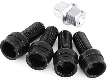 M14 X 1,5 Mm Schwarzer Stahl-Radbolzen-Sicherungs-Radmuttern-Satz mit Schlüssel, Konische Radschrauben für den Einsatz mit Mini More (20)