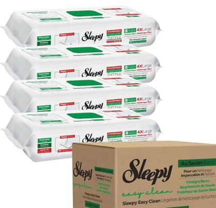 Sleepy Easy Clean 4XL Bodenreinigungstücher Passend für Bodenwischer 4X50 (200 Blatt) Praktische reinigung | 8 Schichten | İdeal Für Oberflächen Holz Keramik Glas Marmor (grünes Paket)