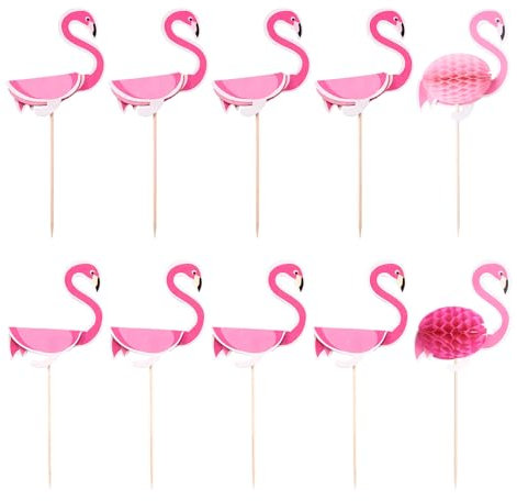 Craftdady 50 Stück Flamingo-Papier-Kuchenaufsätze, Kucheneinsatzkarten, Cupcake-Topper für Jahrestag, Party, Geburtstag, Kuchendekoration