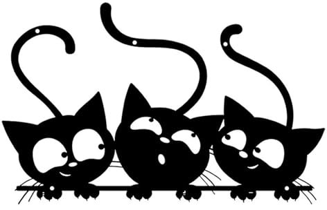 USTEL Metall Wanddekoration Schwarz Katze Minimalistischer Stil 30 * 19cm Eisen Wandkunst für Schlafzimmer Wohnzimmer Küche Büro Außenbereich Einweihungsgeschenk