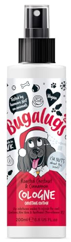 Bugalugs Dog Cologne Christmas Edition – festively fragrant grooming products. Dog & puppy shampoo, vegan, pH balanced, made in the UK (Roasted Chestnut & Cinnamon Cologne 200ml)