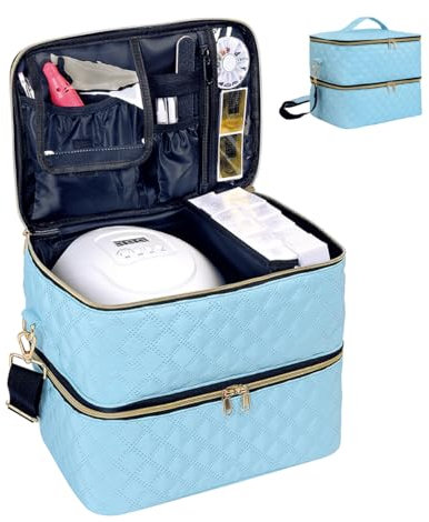 UOZL Nail Polish Organizer Case Holds 40 Bottles (15ml/0.5 fl.oz),SkyBlue
