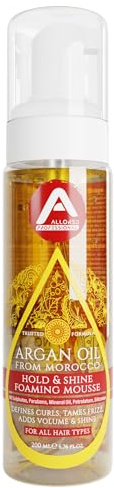 Allored Professional Argan Oil Hair Mousse - Styling Foam Hair – Sulfate-Free Hair Care Boost Hair Shine & Curl Enhancing – Mousse for All Hair Types 200ml