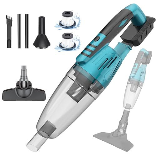 Handstaubsauger Akku Kabellos,Ersatz für Makita 18V BL1830,Bürstenloser Auto Autostaubsauger 10000Pa,mit 2 HEPA-Filter,für Auto, Teppich, Treppe, Tierhaare (Ohne Akku)