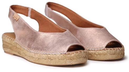 TONI PONS Erica-AS Espadrille Peep Toe för kvinnor i glänsande läder, naken, 38 EU