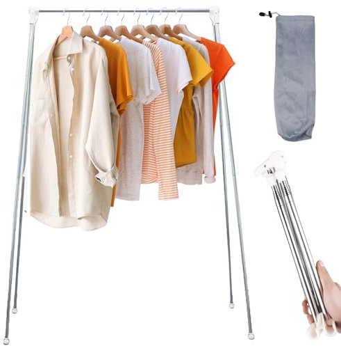 Portant à vêtements pliable, portable en acier inoxydable, 34 à 70 cm, réglable, petit angle à linge pliable, léger et stable, pour les voyages, le camping, la blanchisserie à la maison, la randonnée