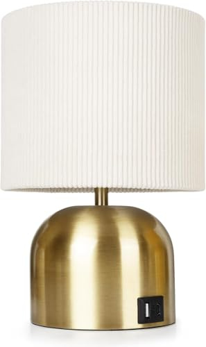 EOEYYOYB Nachttischlampe Touch Dimmbar mit USB A+C,Moderne Tischlampe Led Nachttischlampe Schlafzimmer, Wohnzimmer, Gold