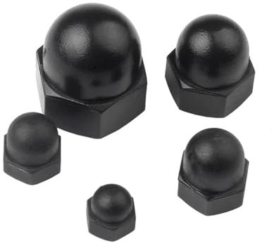2–50 Stück Nylon-Hutmuttern mit Hutkappe, weiß/schwarz, Sechskant-Sechskantmutter aus Kunststoff, M3, M4, M5, M6, M8, M10, M12, M14, M16, M18, M20 for Isolierung(Black,M14 (5pcs))