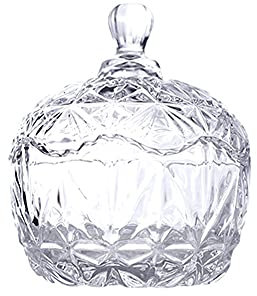 Sucrier Bonbonnière en verre transparent avec couvercle, sucrier en cristal, récipient à biscuits, bocal décoratif, étui de rangement for bijoux(B)