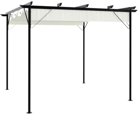 Générique Pergola avec Toit rétractable Blanc crème 3 x 3 m Acier,Arches, treillages & pergolas de Jardin,46KG-49325