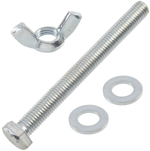 AERZETIX - Kit di 5 bulloni M12x120mm con testa esagonale + 10 rondelle piatte + 5 dadi ad alette M12 | in acciaio