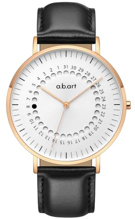 a.b.art Herren Uhr mit Punkt-Sprungdatumsanzeige – Schweizer Ronda-Quarzwerk, minimalistisches Bauhaus-Stil, Saphirglas, schwarzes Milanaise-Armband, 41 mm