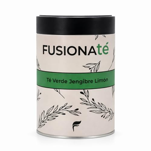 FUSIONATÉ Té Verde con Jengibre y Limón a Granel, Lata 150 g de Té Natural Refrescante y Antioxidante, 100% Natural, Energizante y Digestivo, Ideal para Infusión Caliente o Fría